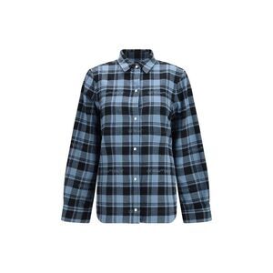 Off-White Blue Cotton Pattern Women's Shirt